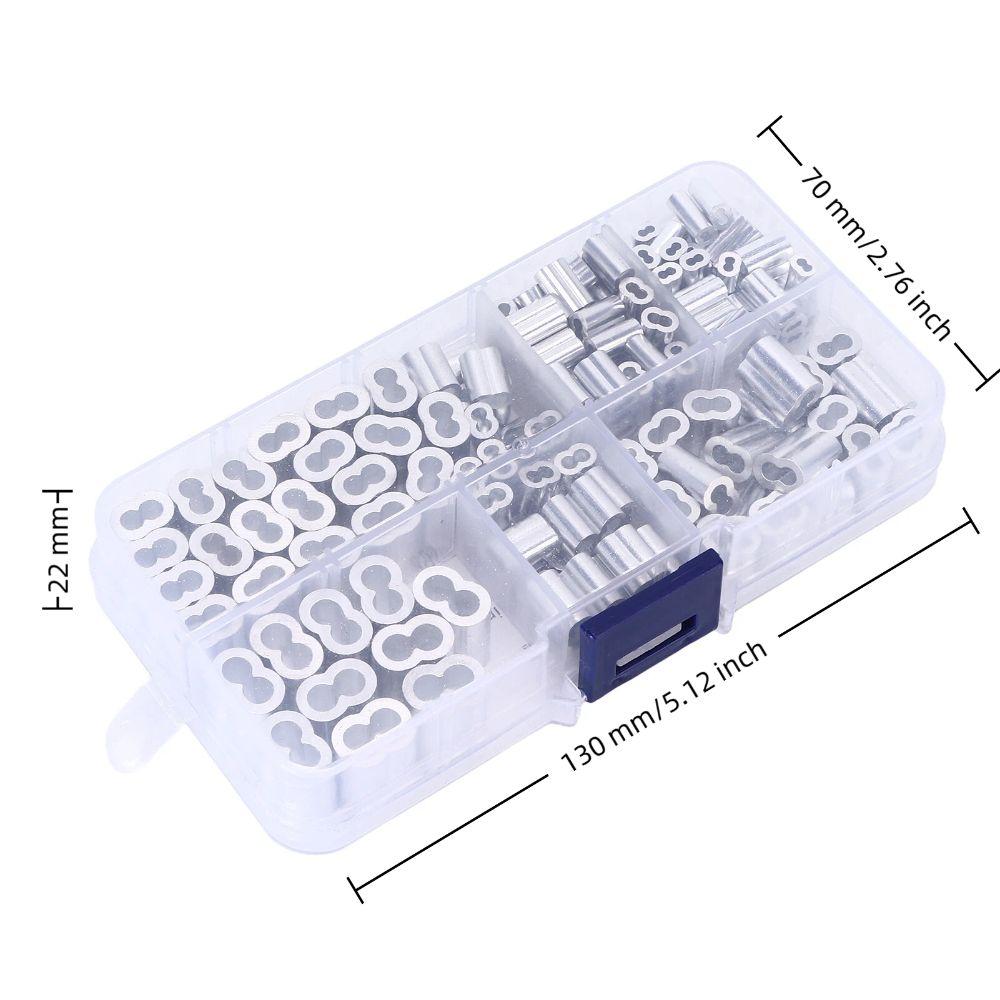 180pcs Universal Fit Aluminum Crimping Loop Sleeve Kit 6‑Size Wire Rope Cable Crimping Sleeve Kit Universal Application