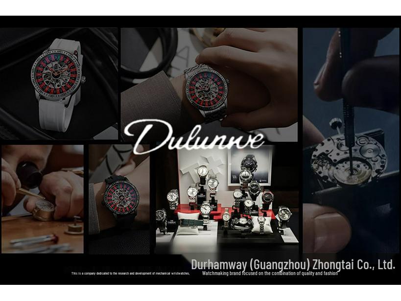 Beliebte Durenway Herren Automatikuhr mit Roulette-Drehteller – Wasserdicht, Leuchtend, Modisch.