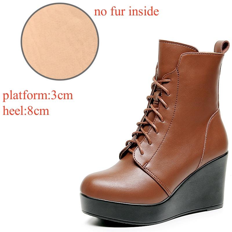 6cm 8cm Small Big Size 33-43 Vintage Soft Leather Boots Women's Platform Shoes Fall 2025 High Heels Wedges Short Ankle Boots
