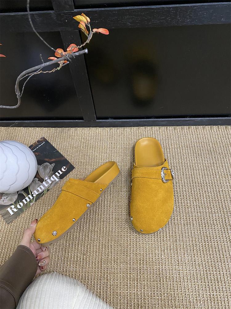 

Fashion Women Classic Cork Leather Slippers 2025 New Clogs Shoes with Arch Support Trendy Beach Slides Women Shoes Home Mules Slippers 40 жёлтый