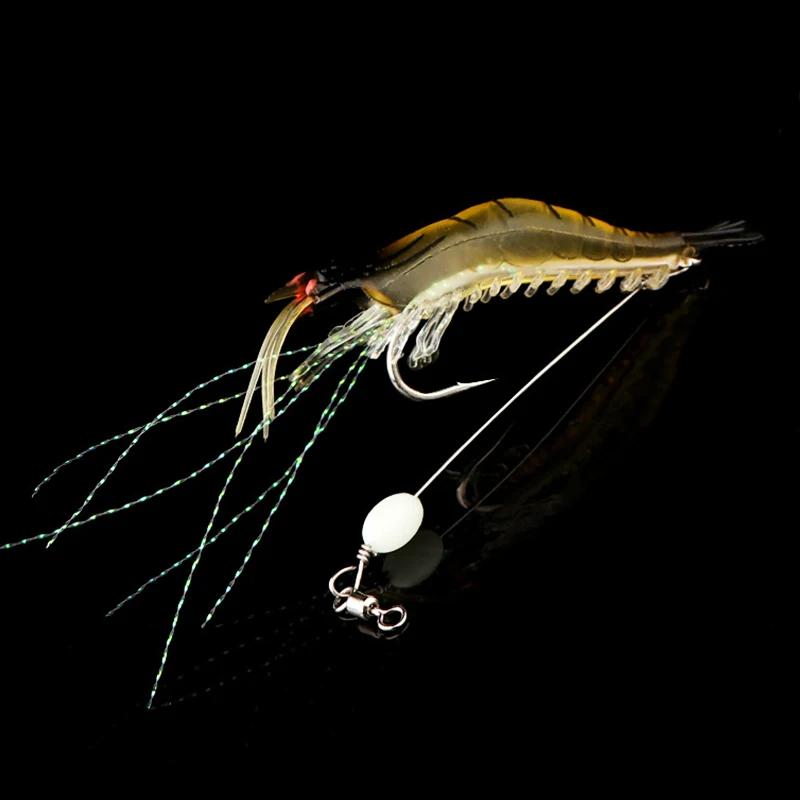 1 Stück Leuchtende Weiche Angelköder Gefälschte Garnele Schwimmender Geformter Köder Bionische Künstliche Garnele mit Haken Angelausrüstung