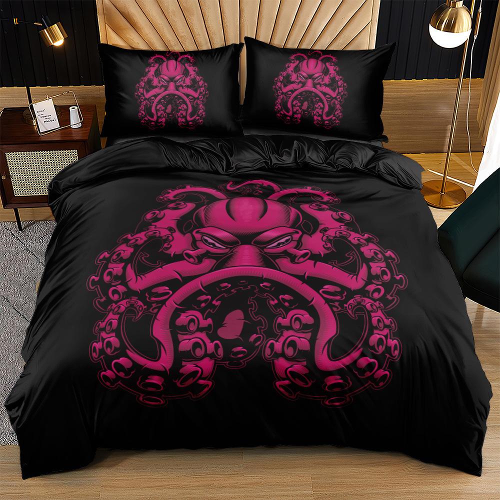 3D Ocean Animal Theme Bedding Set Whale/Jellyfish/Other Down Duvet Cover and Pillow Case Microfiber Fabric Washable Room Home Decoration