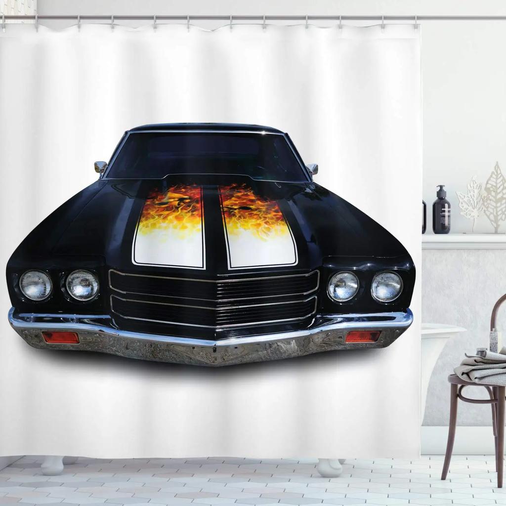 Race Car Shower Curtain Fabric Bathroom Sports Car Shower Curtains Cool Automobile Speed Racing Car Shower Curtain Waterproof