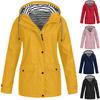 Cappotto da giacca antivento impermeabile con cappuccio impermeabile da donna Solid Rain Outdoor Plus