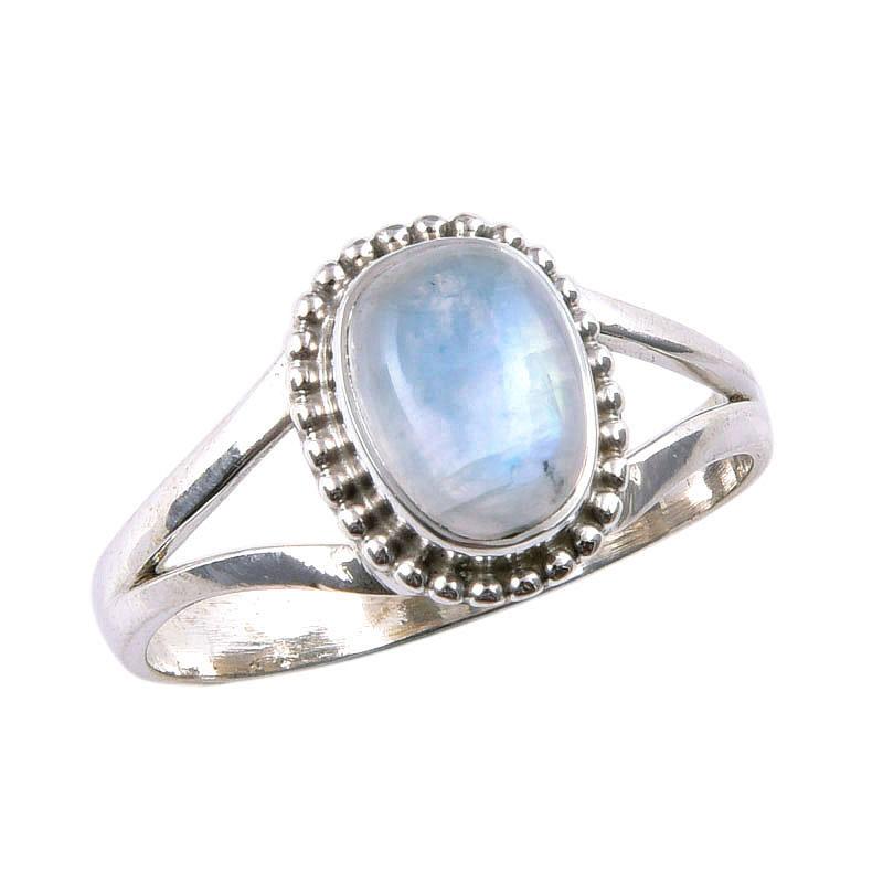 Natural Rainbow Moonstone Gemstone 925 Solid Sterling Silver Ring Size 9 N0r91