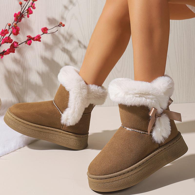 Fashion Faux Fur Winter Snow Boots Woman Non Slip Thicken Plush Ankle Boots Women 2025 Thick Bottom Warm Cotton Padded Shoes Female