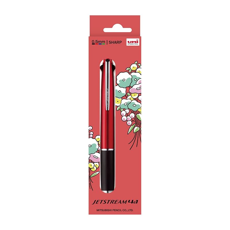 

mitsubishi pencil multifunction pen jet stream 4&1 0.5 limited flower illustration gift package bordeaux easy to write GMSXE51000565