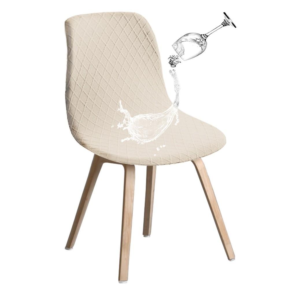 Short Back Dining Curved Chair Cover Elastic Stretch Waterproof Slipcover Dust Cover Jacquard Thickened Stretch Chair Cover бежевый 5840₽