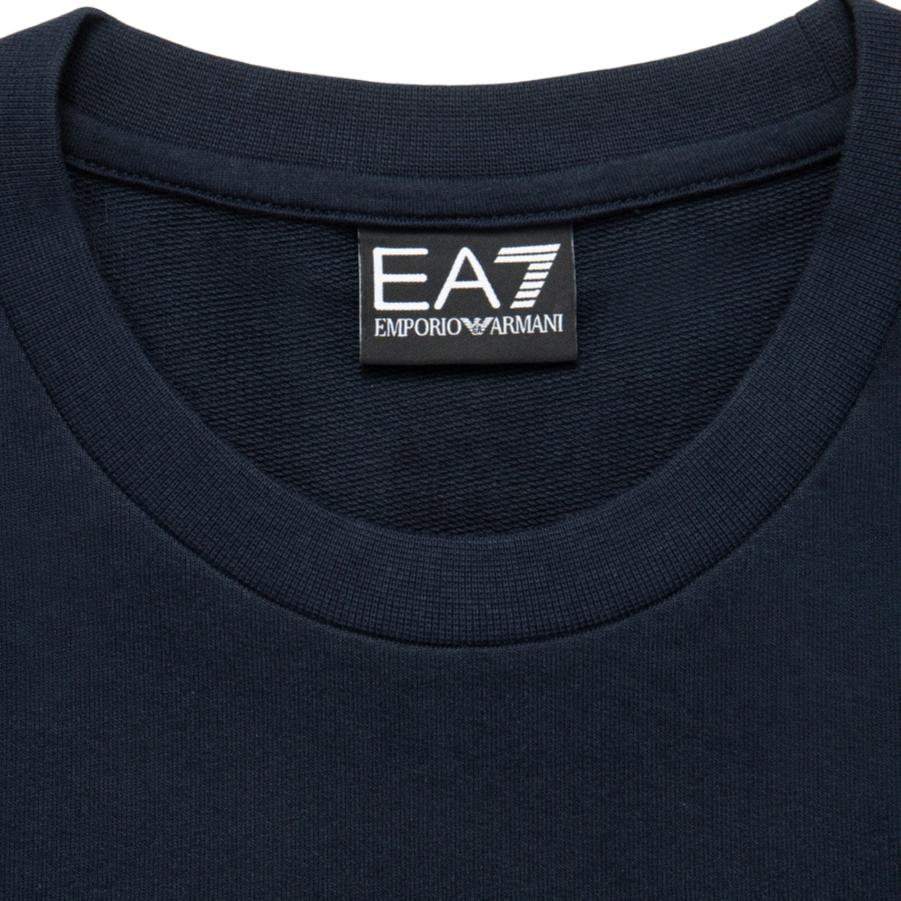 Emporio Armani EA7 FW24 Logo Crew Neck Long Sleeve Sweatshirt Men Sweatshirt Dark-Blue 8NPM30-PJVRZ-1562