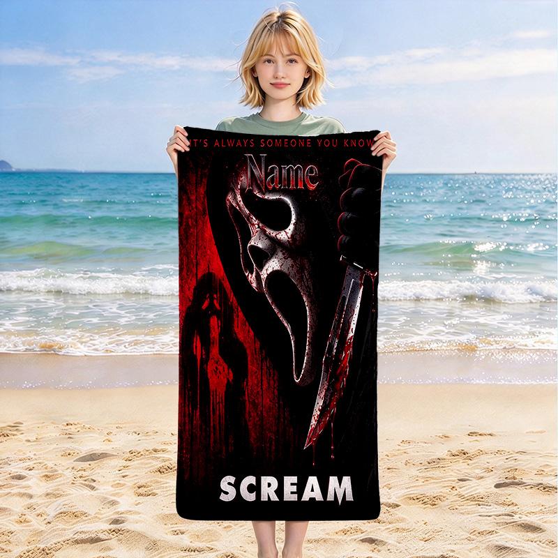 Custom Name Scream Stylish Digital Printing Beach Towel Quick‑Drying Absorbent Blanket for Beach Pool Gym Travel
