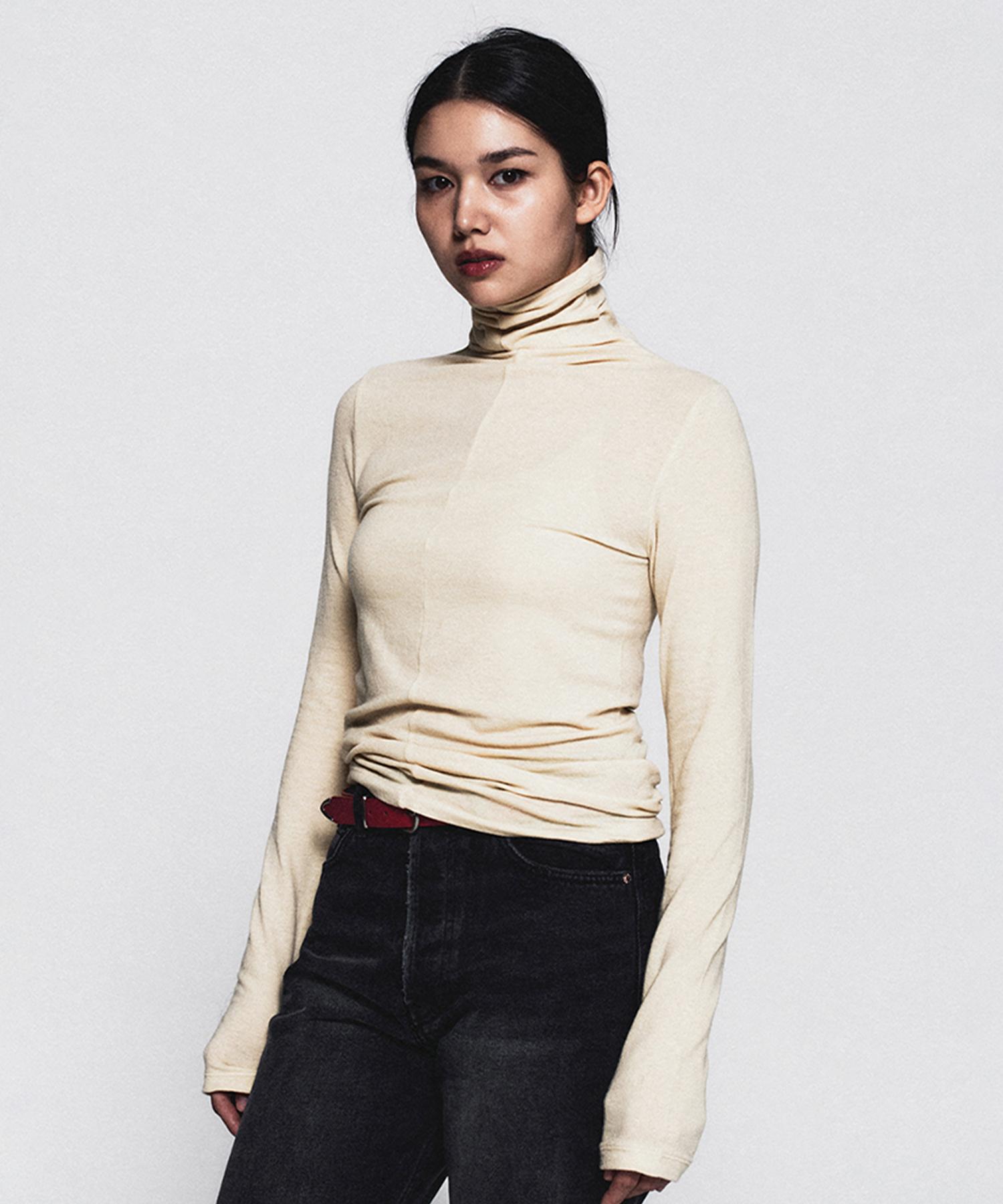 M.M.M Classic Wool Turtleneck Top_Yellow Free