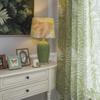 Green Leaf Home Life Decoration Curtain American Style Semi-blackout Cotton Linen Living Room Bedroom Translucen  Fringe Curtain