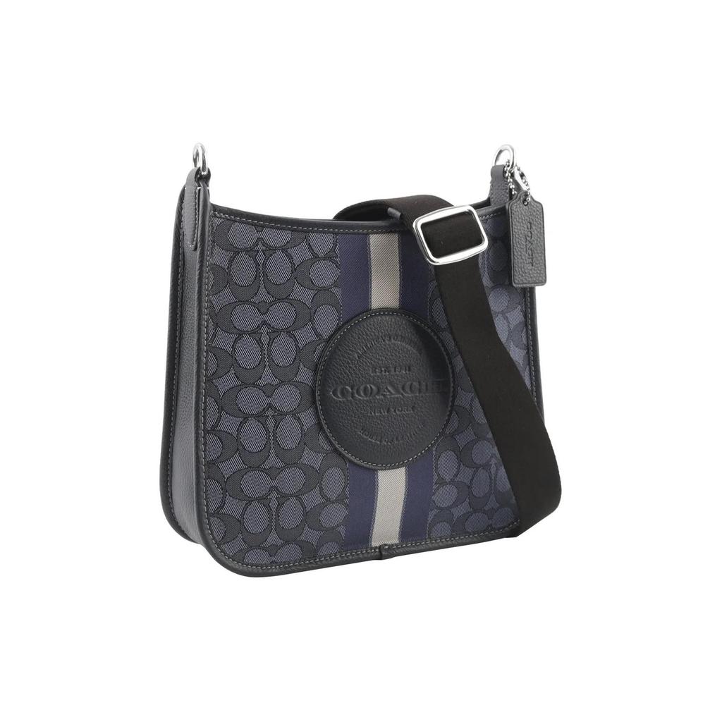 New COACH Dempsey Fabric With Cow Leather Shoulder Bag, Crossbody Bag Large Size Women's Blue CA195-SVVGD