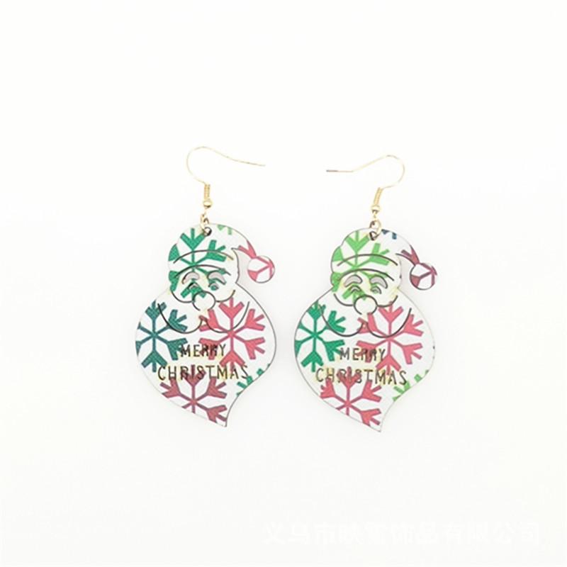 European & American PU Leather Hollowed-out Christmas Earrings