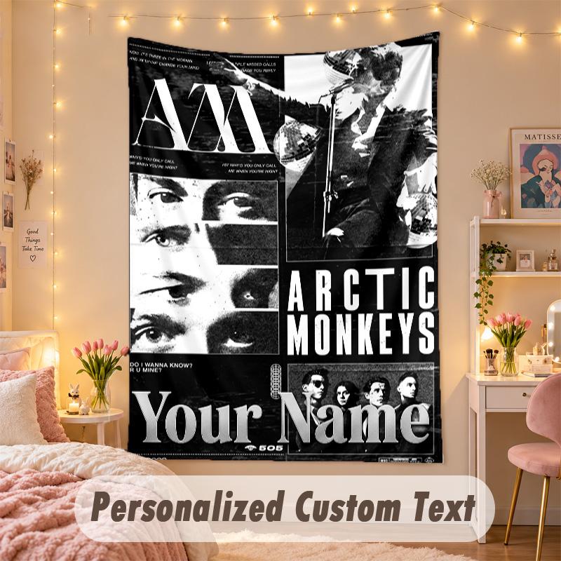 Custom Personalized Tapestry,Arctic Monkeys Print Custom Name Text Wall Art Hanging for Bedroom