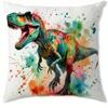 Home Decor Colorful Dinosaur Watercolor Pattern Pillow Covers Pattern Cushion Cover Suitable for Sofa Bedroom Car Pillow Cover