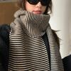 Classic Versatile Striped Knitted Scarf for Women in Autumn and Winter High End Fashionable Warm Scarf for Couples   Trendy