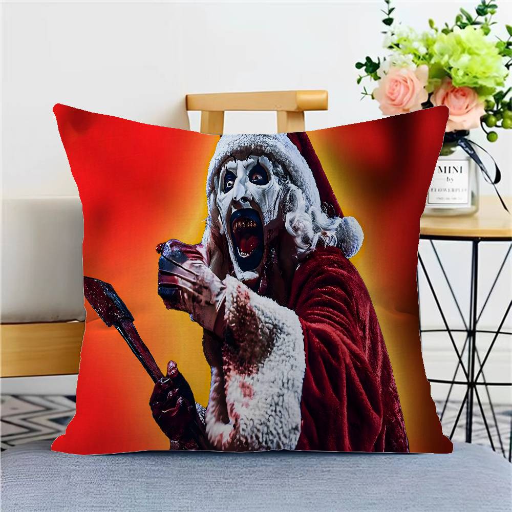 T-Terrifier 3 Horror Clown Film Kissenbezüge Cartoon Sofa Dekoratives Zuhause Doppelseitiger Druck Kurzer Plüsch Niedlicher Kissenbezug