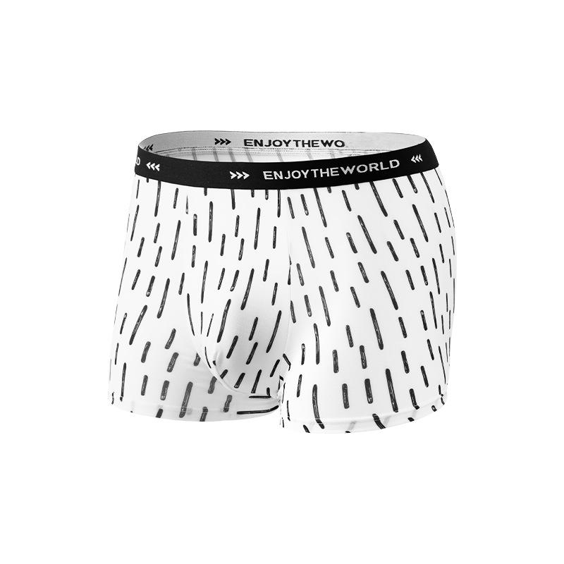 Large Size Men Spring and Summer Thin Fashion Printed Ice Silk Breathable Mid Waist Flat Angle Briefs
