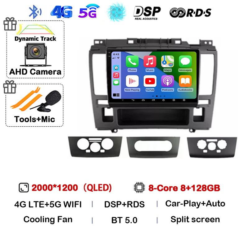 Android 14 Wireless Carplay+Auto 4G WIFI For Nissan Tiida C11 2004-2013 Car Radio GPS Multimedia Stereo Video Player Head Unit