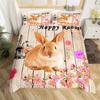 Lenjerie de pat Kawaii cu animale, husă de plapumă cu iepuraș drăguț, set de lenjerie de pat rustică din lemn, husă de plapumă din microfibră cu imprimeu floral, queen pentru fată, băiat