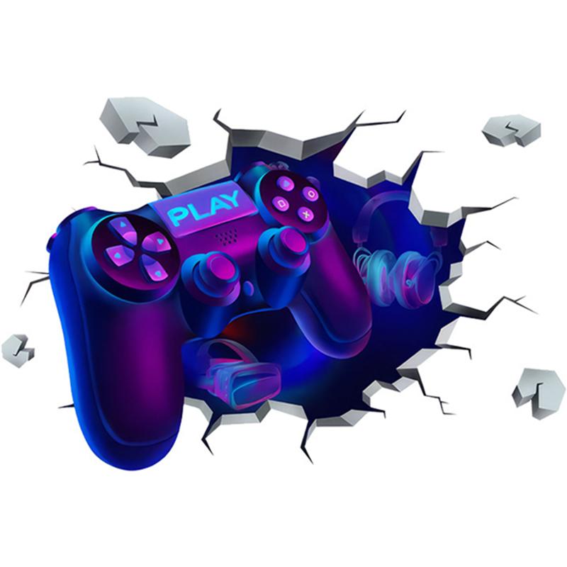 Poster di Gioco più Grande Buco nel Muro 3D Arte Fresca Zona Gamer Adesivi Murali in Vinile per Controller di Gioco Decorazione per Casa Camera dei Bambini Stanze da Gioco