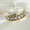 Vintage Hand Carved Flower Women's Ring Two Color Metal Geometry Daily Wear Party Jewelry Anniversary Gift