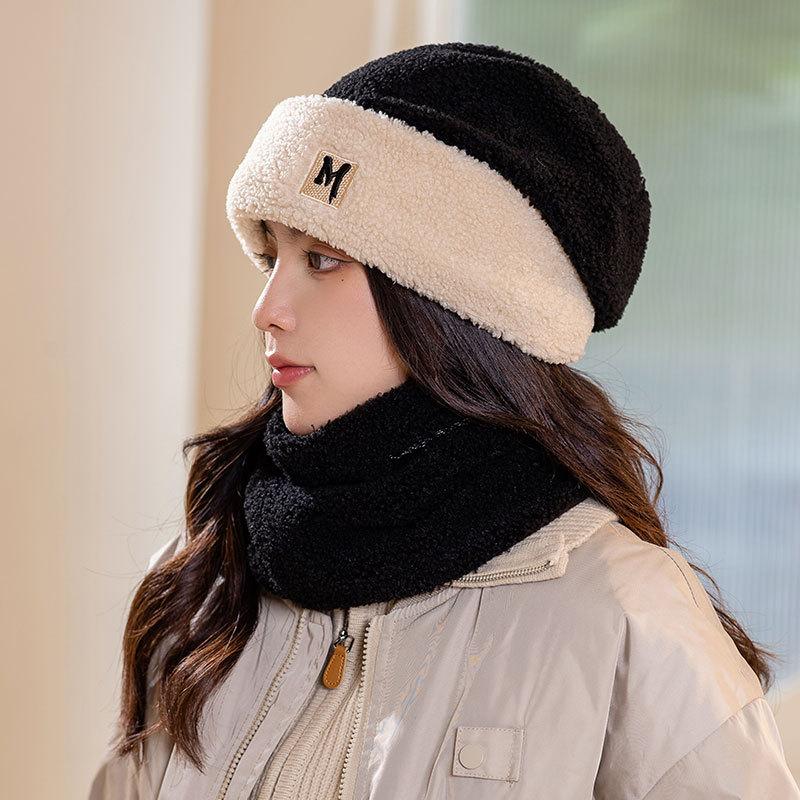 New M Standard Plush Line Thermal Cap for Children, Thickened Cold-proof Scarf Cover In Autumn and Winter, Lamb Wool Cycling, Ski Cap