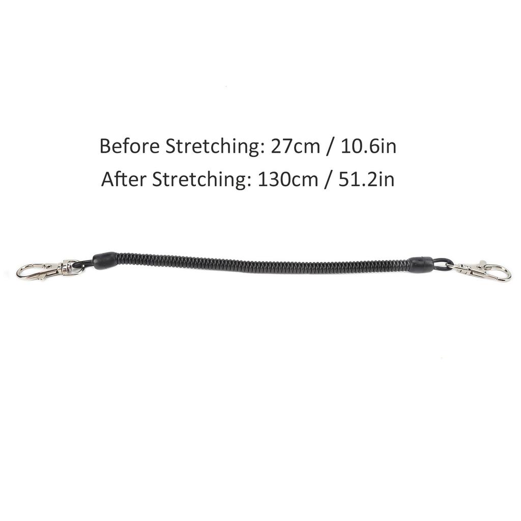 Fiske Spirallina Plast Camping Infällbart Säkerhetsrep Vajer med Karbinhakar