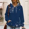 Ladies Plus Size White Drawstring Hooded Sweatshirt Long Sleeve Loose Soft Casual Daily Street Top