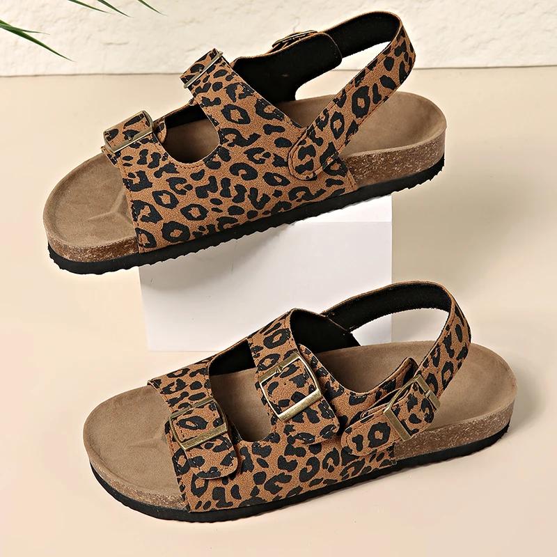 

Fashion Fashion Bukcle Leopard Print Sandals Women 2025 Summer Back Strap Platform Sandles Woman Comfortable Plus Size Beach Sandalias 43 жёлтый