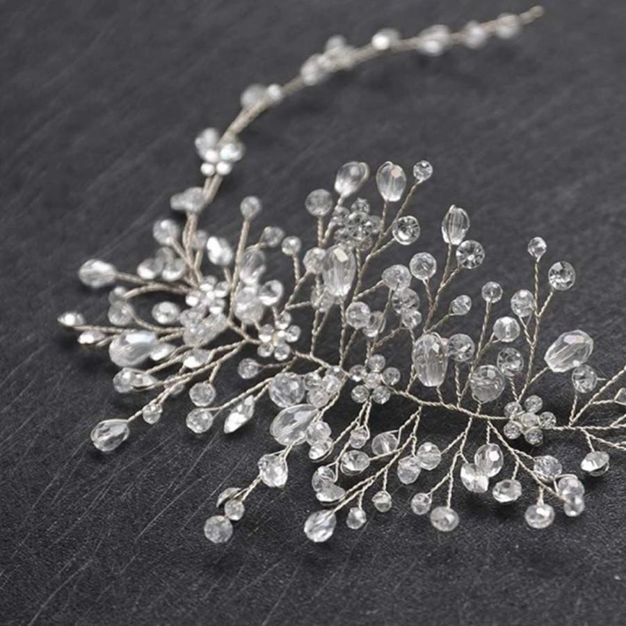 Bridal Accessories, Hair Accessories Handmade Crystal Shaped Women's Hairbands Gold and Silver Crystal Yarn Formal Dress Accesso