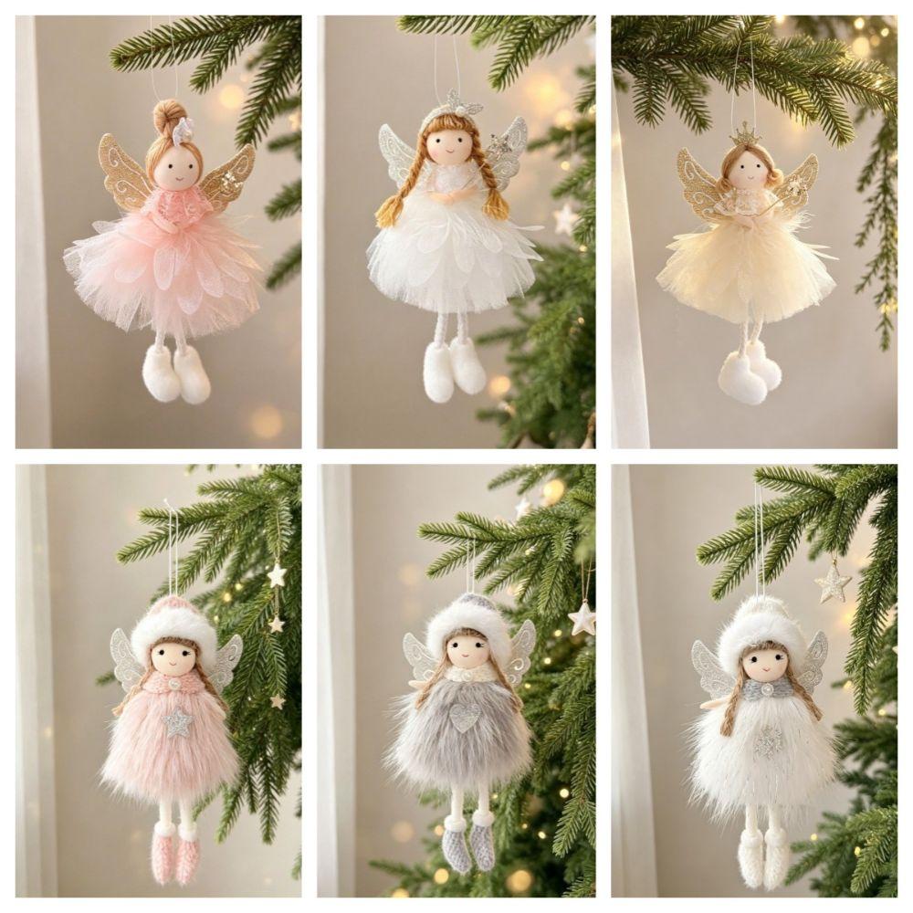 Plush Christmas Angel Girl Ornament Mesh Christmas Tree Decor Christmas Tree Decoration