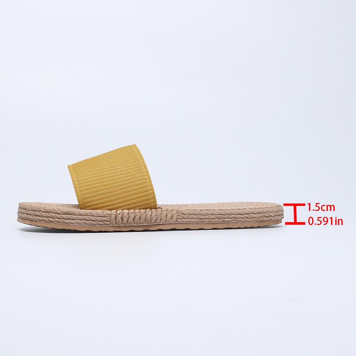 

Large size solid color 2025 summer new round head fashion style outside wear one-word women s thick-soled slippers 41 жёлтый