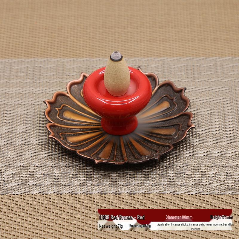 Ceramic Backflow Incense Burner & Holder: Japanese Ornament for Buddha Incense Sticks & Lotus Coil.