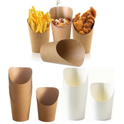 Disposable French Fries Cup Cowhide Slanted Mouth Cup Customized Egg Waffle Kanto Boiled Packaged Box Skewered Ice Cream