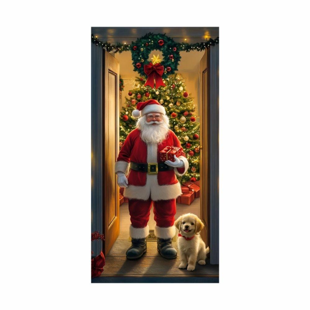 Animals Theme Christmas Door Cover 35.4x70.8" New Year Decoration  Home Supplies