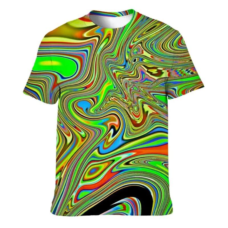 Färgglada T-shirts för män 3D-tryckt neon abstrakt t-shirt kortärmad