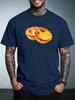 Unisex Summer White Short Sleeve Tee Realistic Egg Tarts Food Graphic Print Crew Neck Loose Daily Casual Male Streetwear Tops