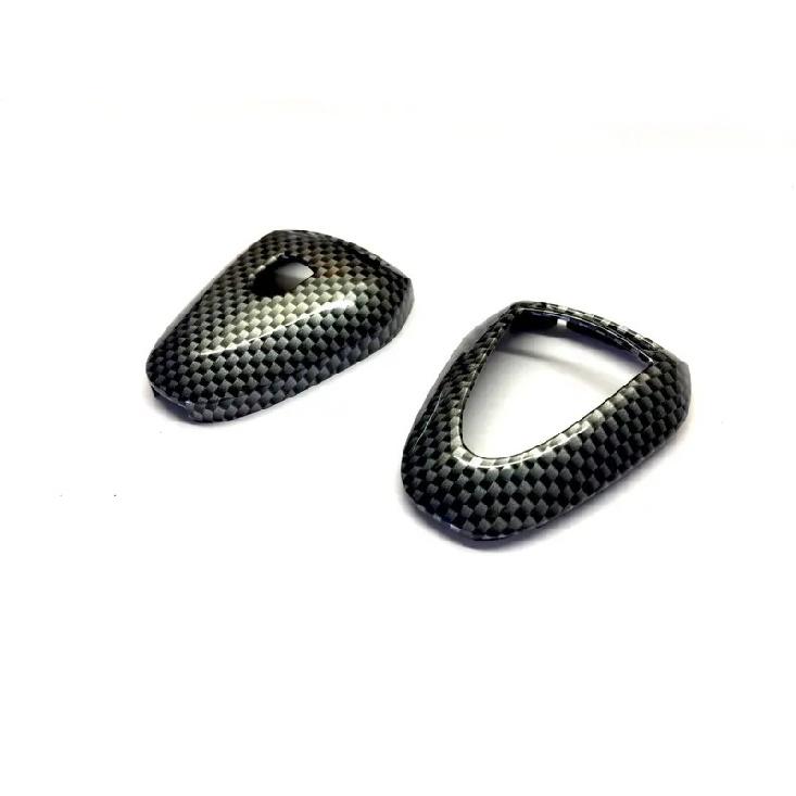 Gloss Carbon Fiber Color Remote Key Cover Protection Case Keypad For Porsche BLACK Head Remote Key
