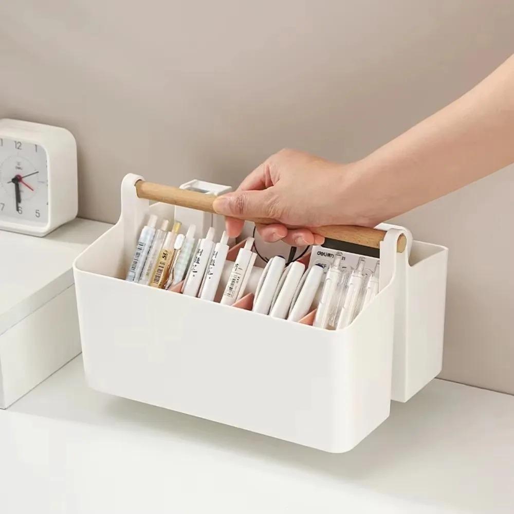 Desktop Compartment Storage Box Large Capacity Stackable Pen Holder Handheld TV Remote Control Organizer Household Accessories