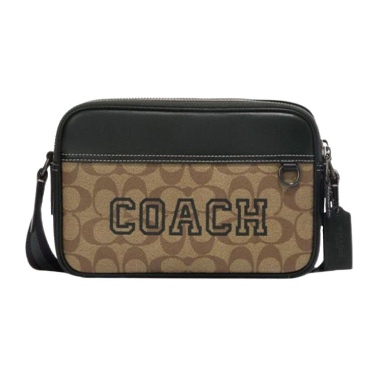 

Coach Graham 23 Classic Monogram Print Zipper Closure Leather PVC Shoulder Crossbody Bag Medium Men bags Khaki Green CE638-QBV3D Basic Set (Bag+Dust Bag)