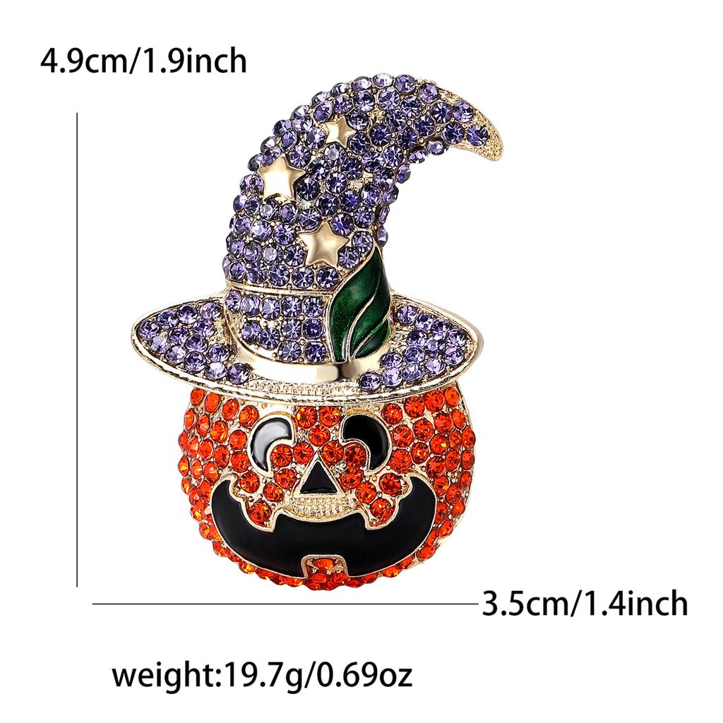Delicate Alloy Rhinestones Pumpkin Wizard Brooch Halloween Men'S And Women'S Suit Sweater Corsage Ornament Pin