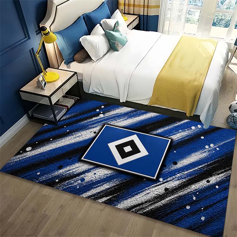 Hamburger SV Club Logo Area Rug, Non Slip Blue Black Floor Mat for Living Room Bedroom Soccer Fan Home Decor Gift