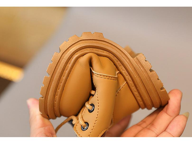 Kids' Fleece-Lined Martin Boots: Boys' and Girls' Autumn/Winter British-Style Yellow Cotton Boots