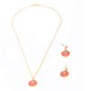 Necklace Earrings Set Red Stylish Simple Pendant Eardrop Suit for Clothing Decoration Gifts