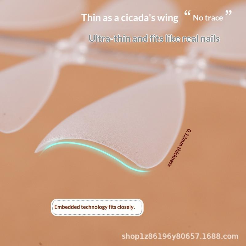 300Pcs/Bag Full Cover Press On Fake Nails Matte Ultrathin TransparentCoffin Tips Nails Extension Diy Practice Nail Tool