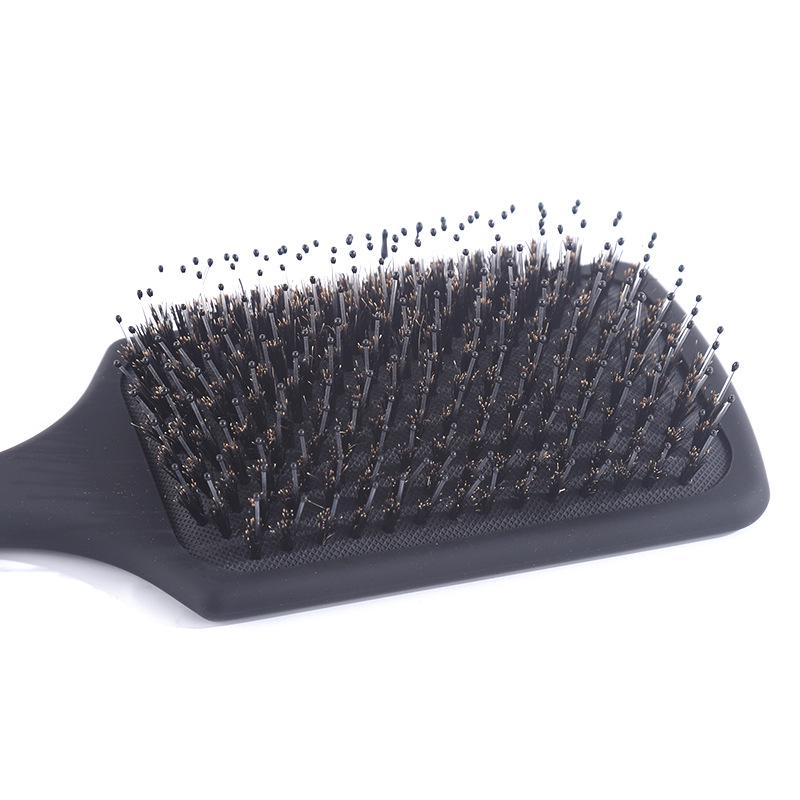 Boar Bristle Black Hair Brush Airbag Head Massage Detangler