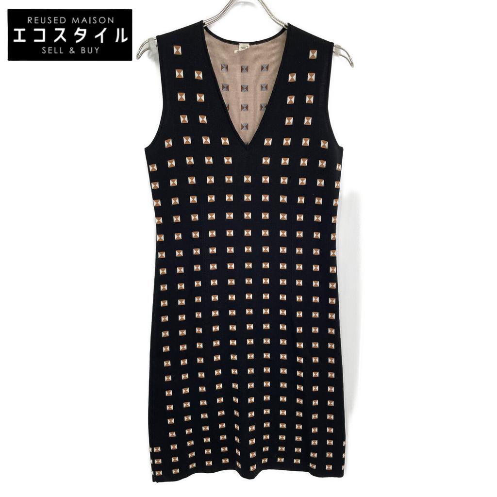 Hermes Black Silk Medall Sleeveless Dress Dress 36 blackUsed