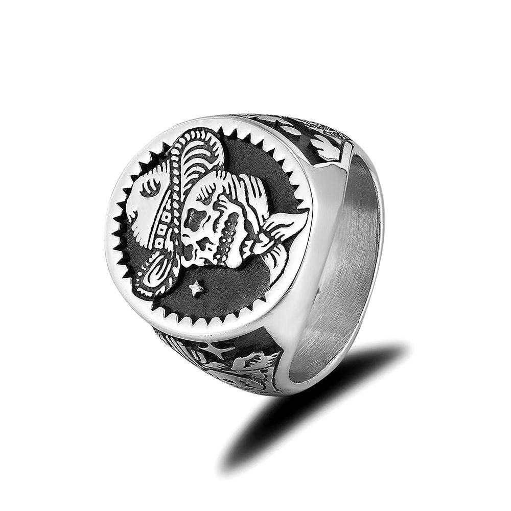 Stainless Steel Western Denim Skull Ring Niche, European and American Creative Personality Alternative Old Men s Ring Jewelry 7